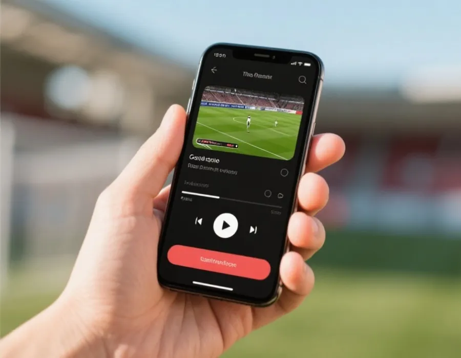 手机观看足球直播的示意图